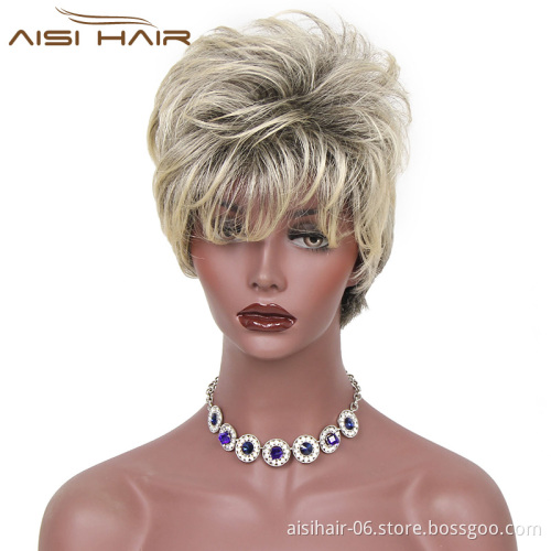 Cheapest Good Quality Hot Selling Short Blonde Heat Resistant Hair Wigs Synthetic Wigs for Black Women